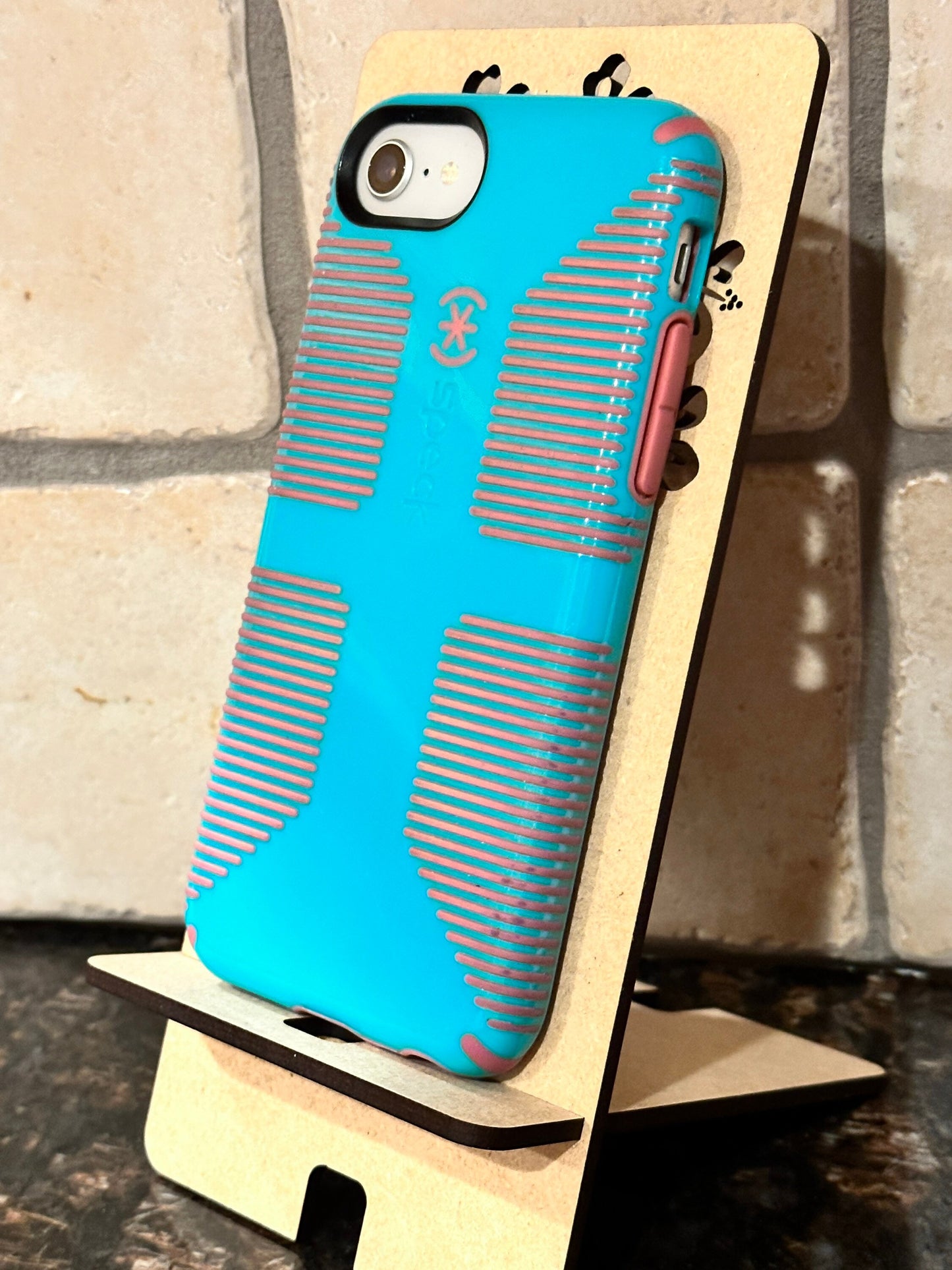 Phone/Tablet Stand - Hibiscus - Professional Quality Custom Laser Cut. Real wood!
