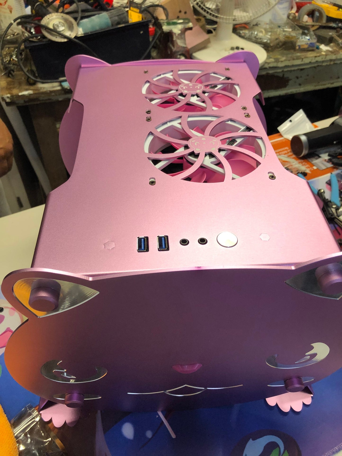 Pink Cat Gaming PC with Pink Graphics Card - Super CUTE Micro ITX
