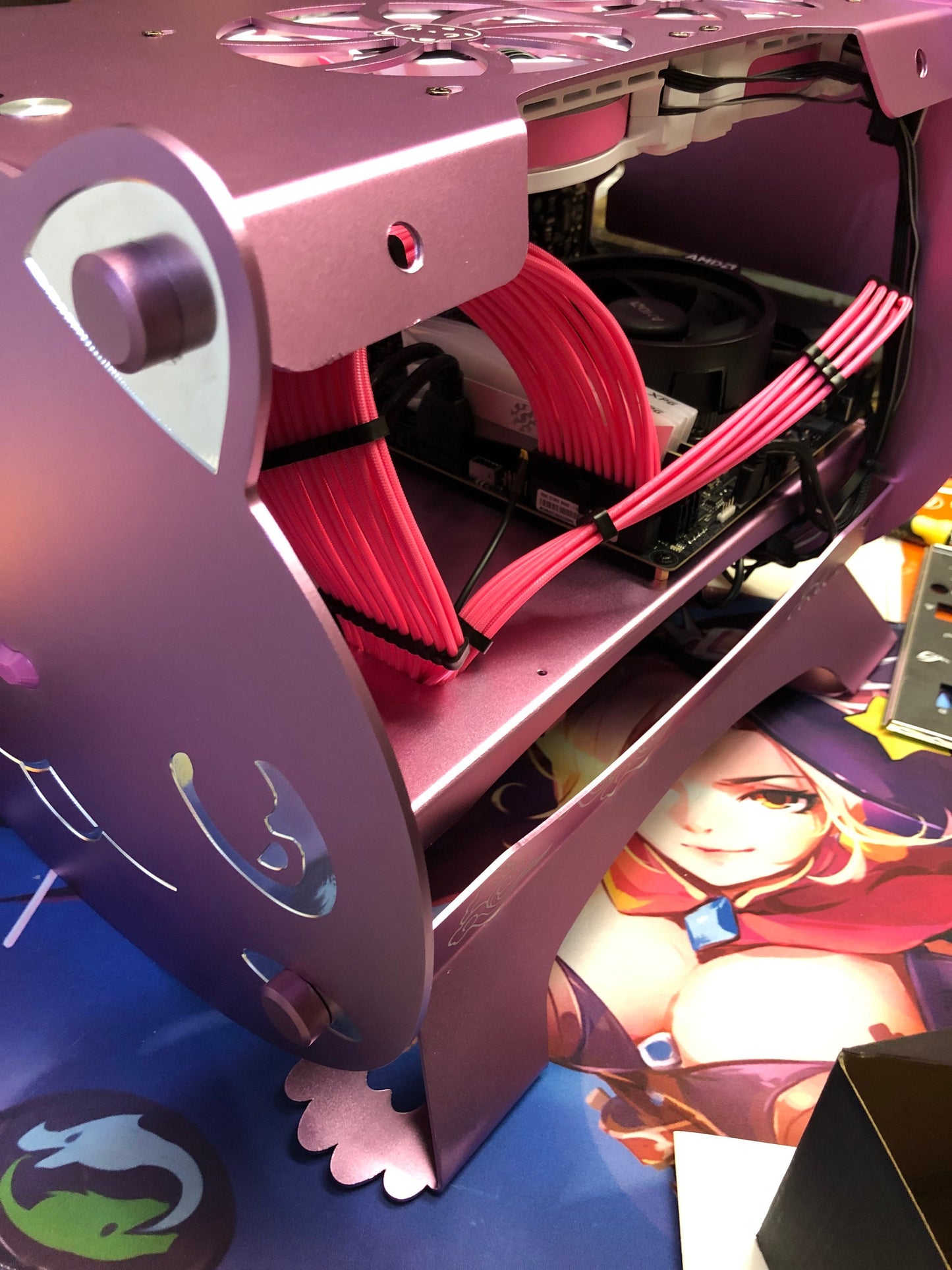Pink Cat Gaming PC with Pink Graphics Card - Super CUTE Micro ITX