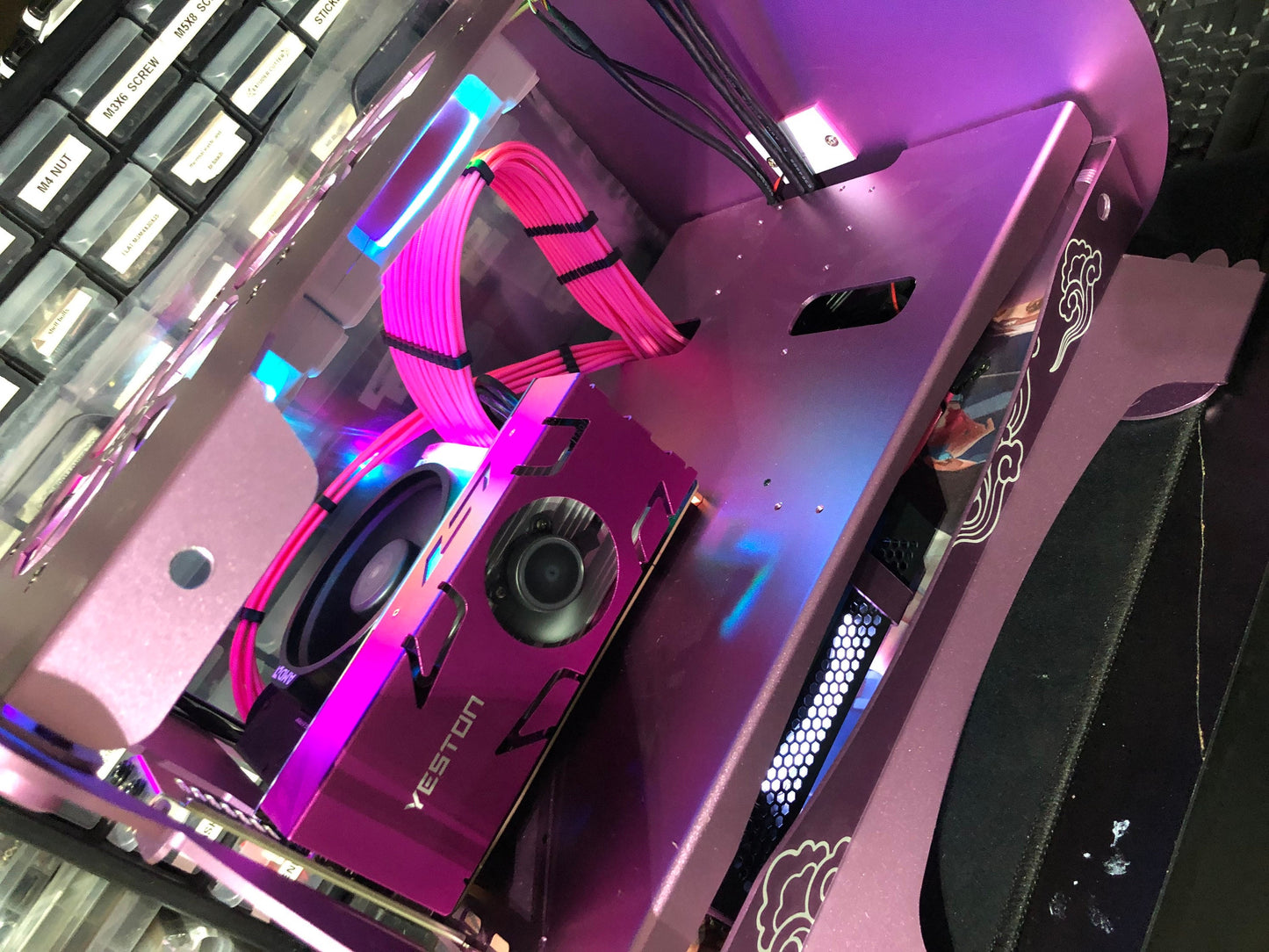 Pink Cat Gaming PC with Pink Graphics Card - Super CUTE Micro ITX