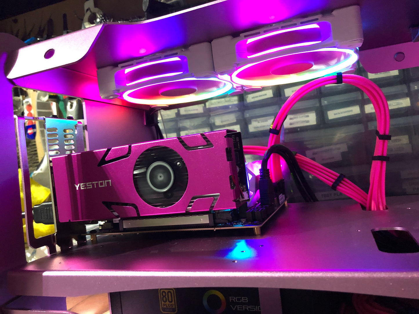 Pink Cat Gaming PC with Pink Graphics Card - Super CUTE Micro ITX