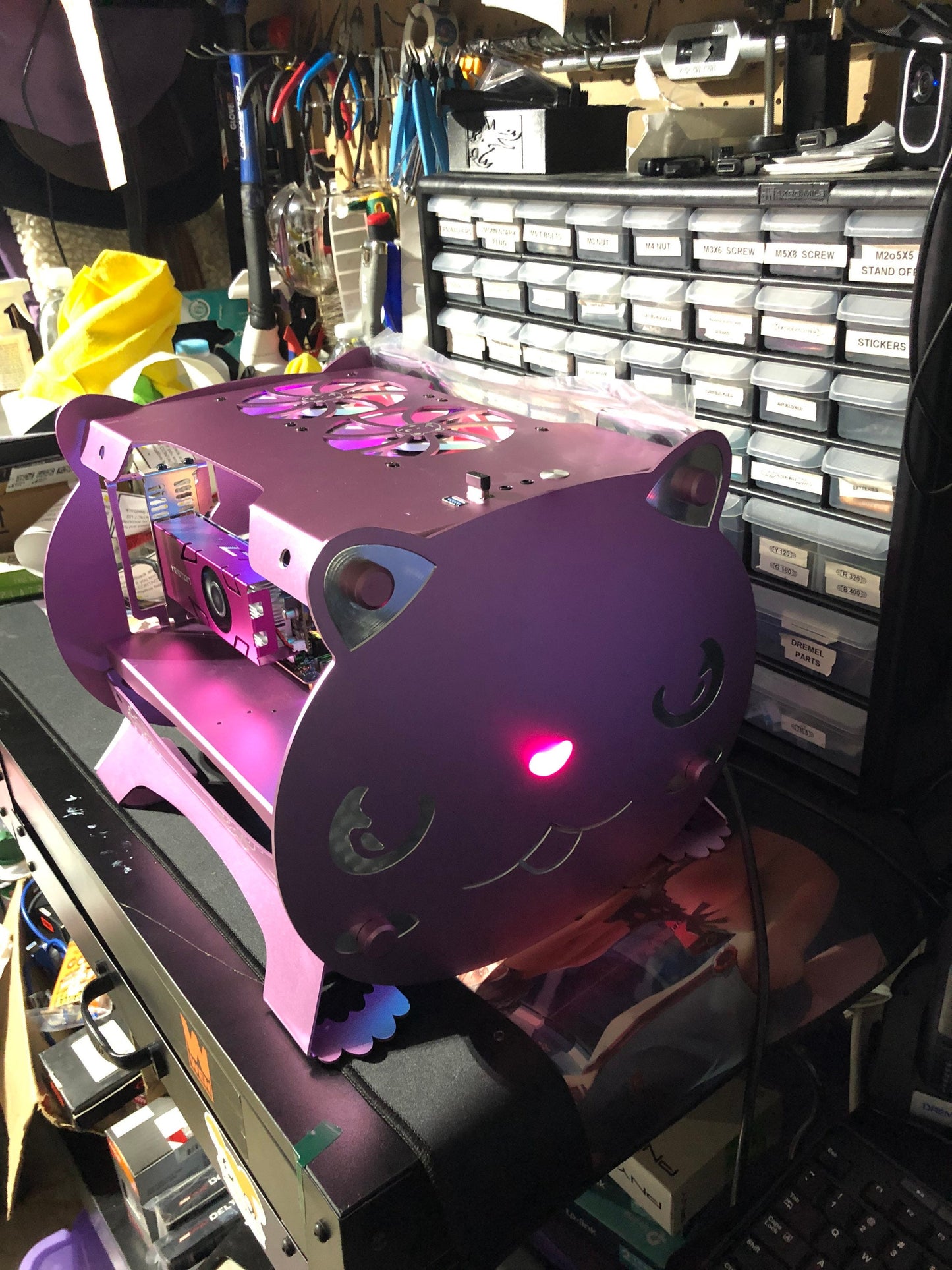 Pink Cat Gaming PC with Pink Graphics Card - Super CUTE Micro ITX