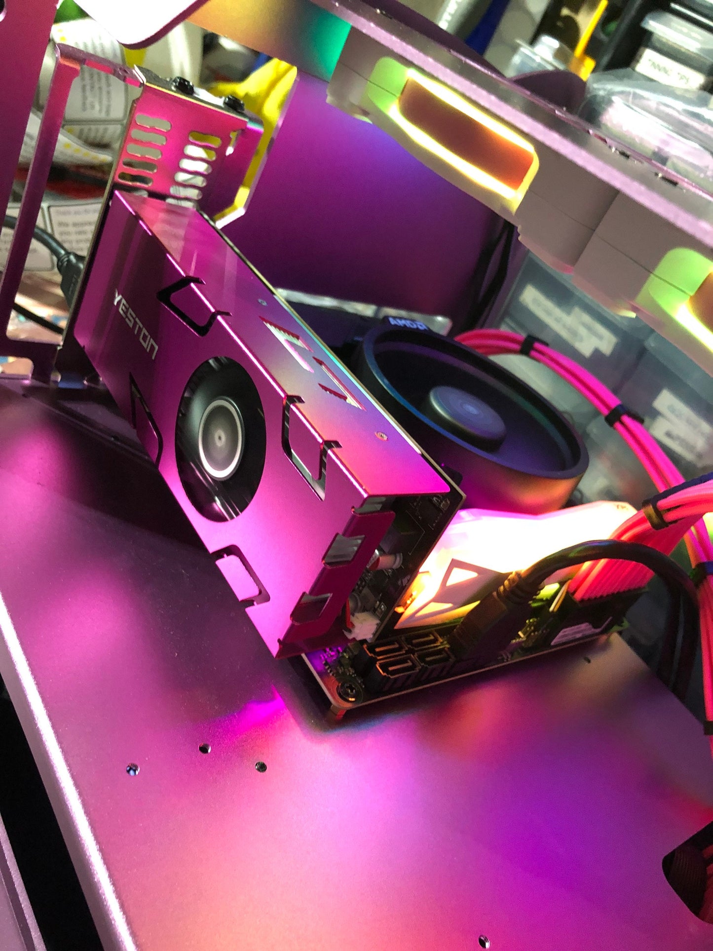 Pink Cat Gaming PC with Pink Graphics Card - Super CUTE Micro ITX