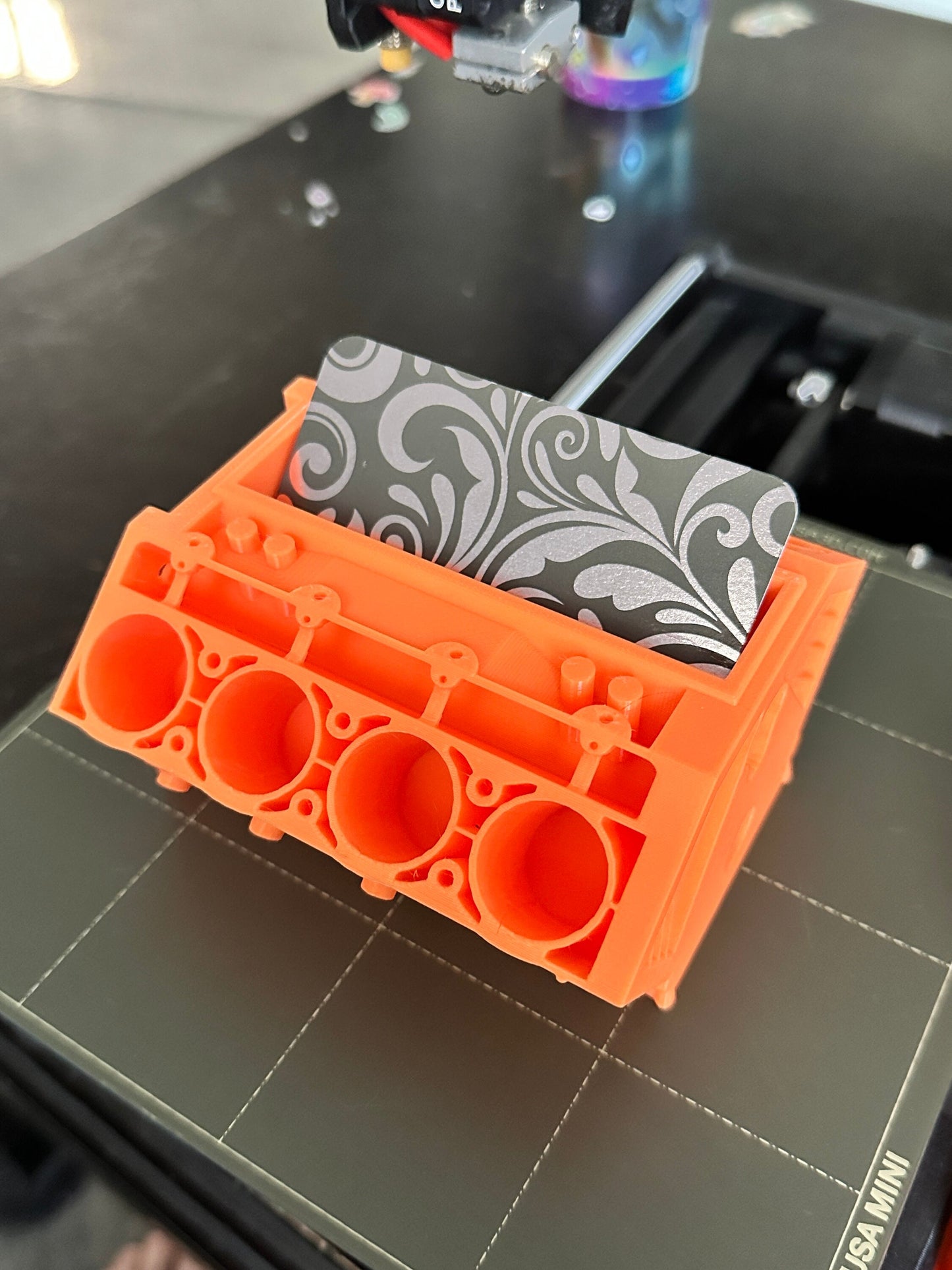 V-8 Engine Business Card Holder  . 3D printed in your color choice